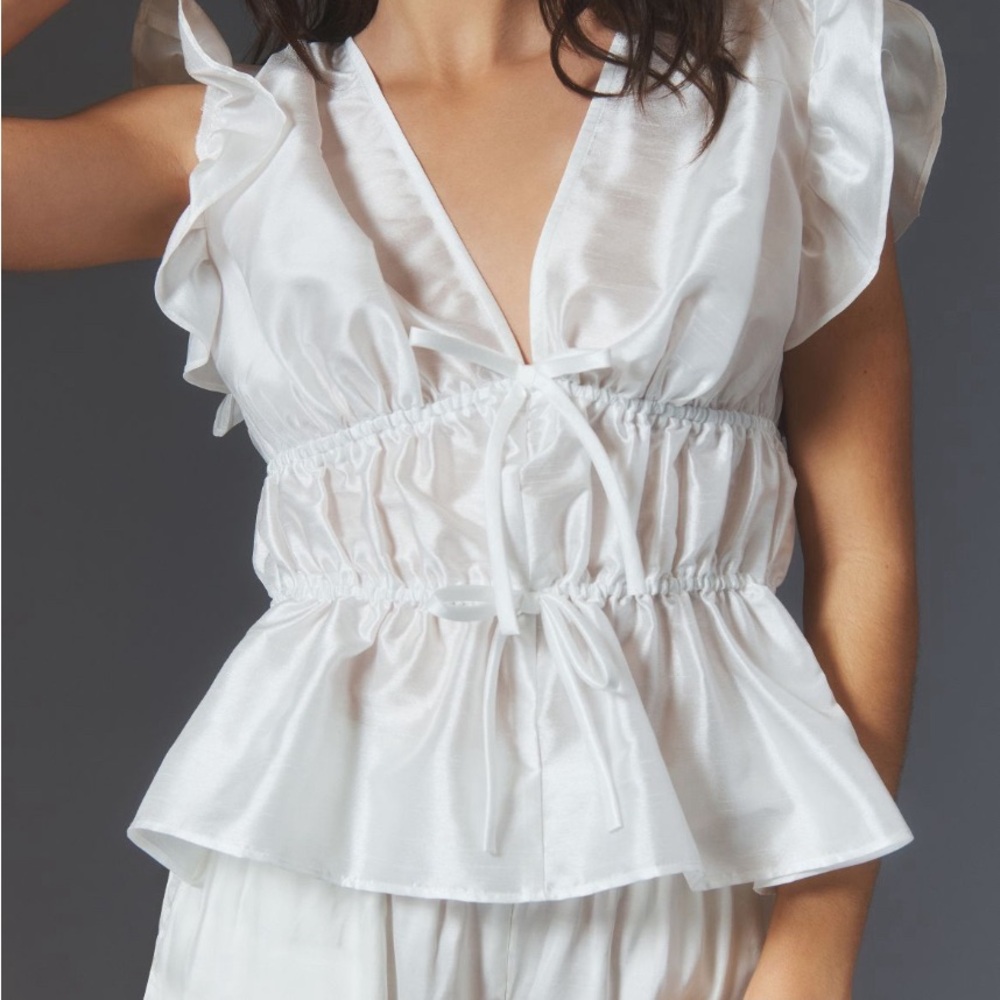 Hutch Flutter-Sleeve Tie Front Blouse (Anthropologie)